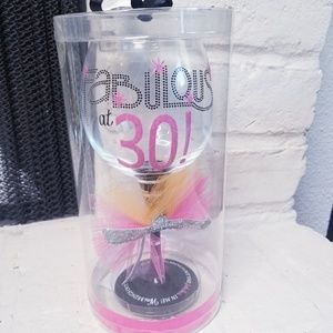 New Mudpie Fabulous 30 tall wine glass